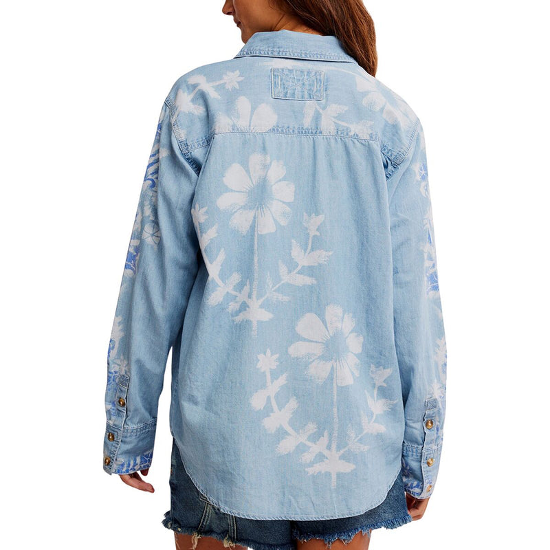 Airbrushed Blossom Denim Shirt