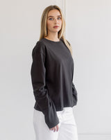 Long Sleeve Boxy Tee-Vint.Black