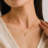 Fluted Heart Necklace-Gold