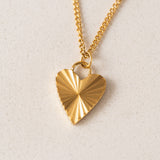 Fluted Heart Necklace-Gold