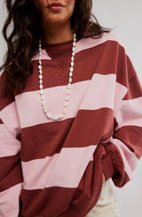 Classic Stripe Wide-Strawberry Wine