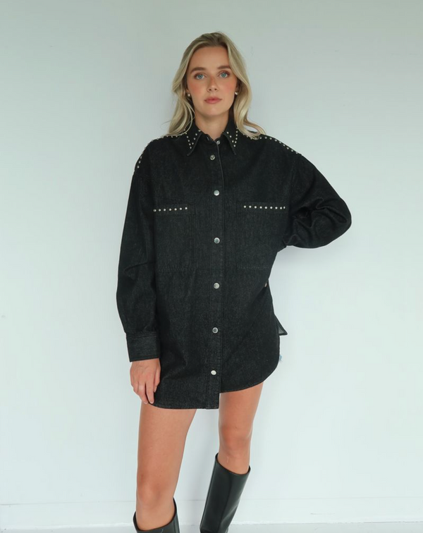 Shania Studded Jacket-Black