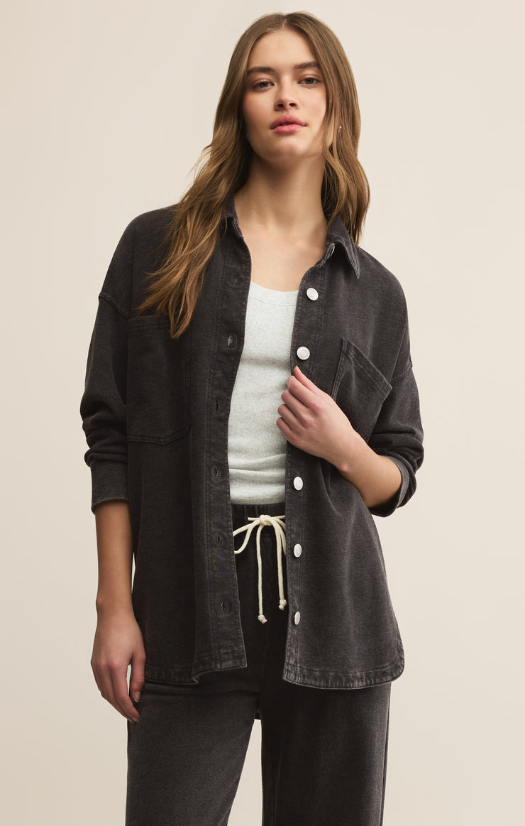 All Day Knit Denim Jacket-Black F25