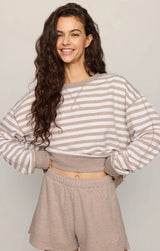 Everyday Striped Crew-Heather
