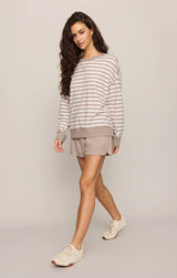 Everyday Striped Crew-Heather