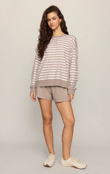 Everyday Striped Crew-Heather