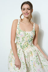 Floral Square Neck Mini Dress