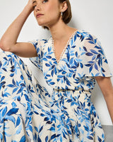 Tiered Leaf Print Dress