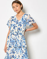 Tiered Leaf Print Dress