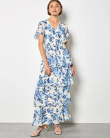 Tiered Leaf Print Dress