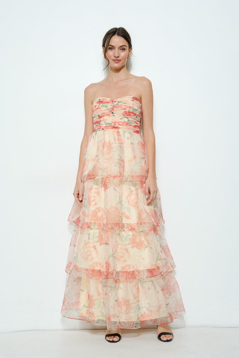 Tiered Strapless Maxi Dress