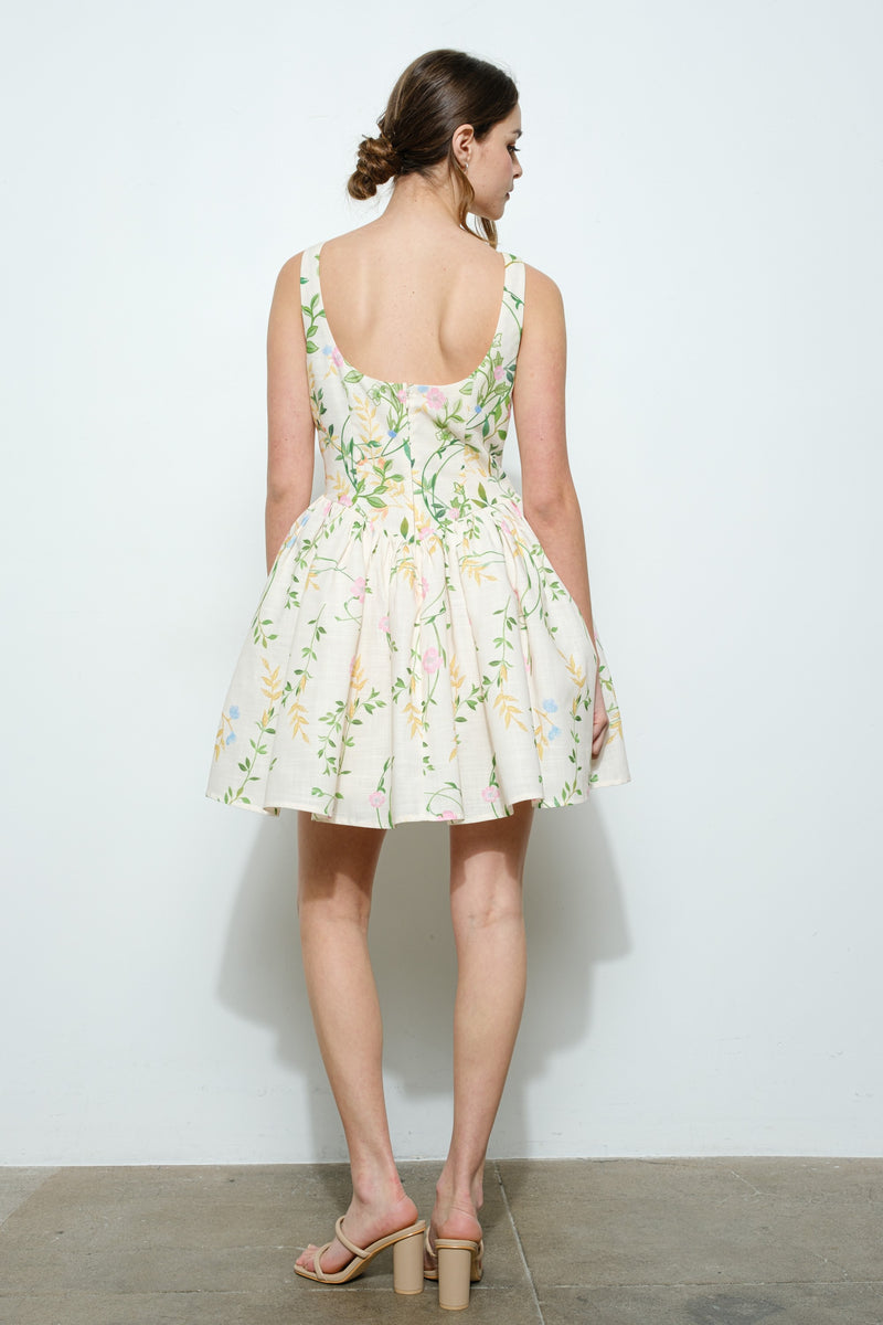 Floral Square Neck Mini Dress