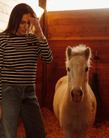 Striped L/S Tee W/Gold Button