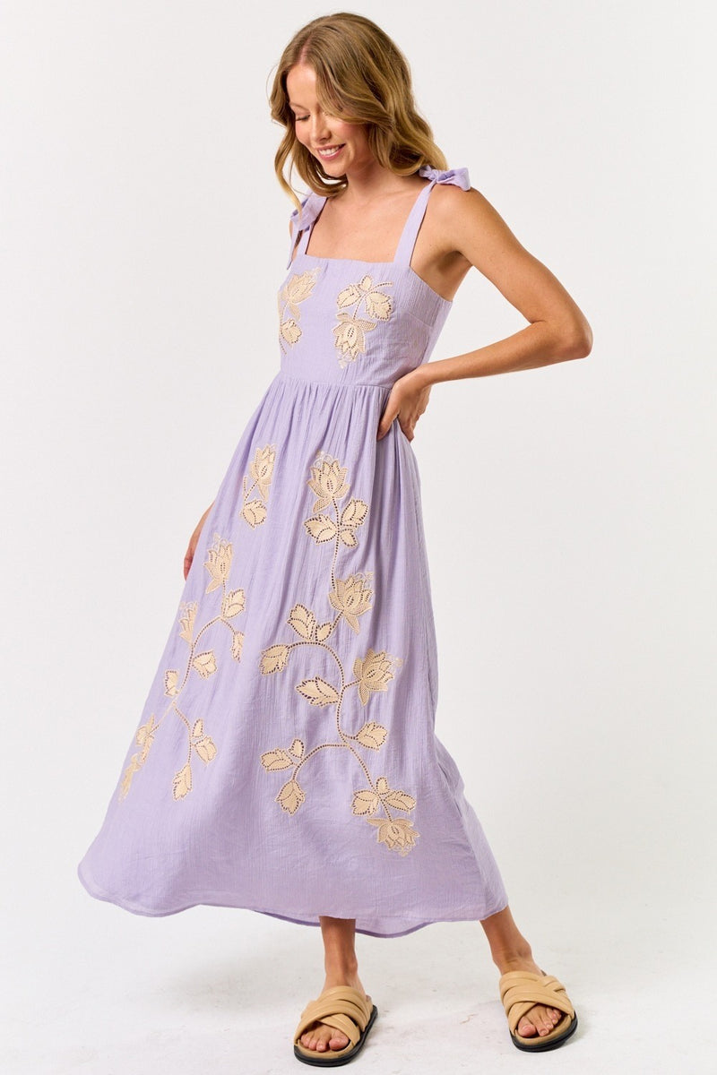 Embroidered Flower Maxi