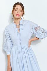 Cotton Lace Embroidered Midi Dress