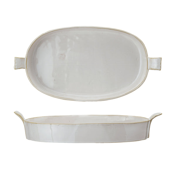White Stoneware Baker