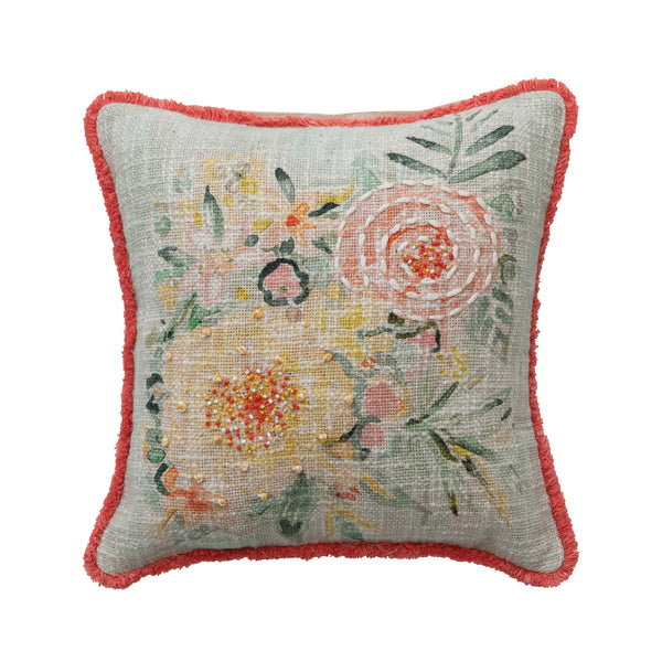 Pillow W/Emb Flowers