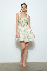 Floral Square Neck Mini Dress