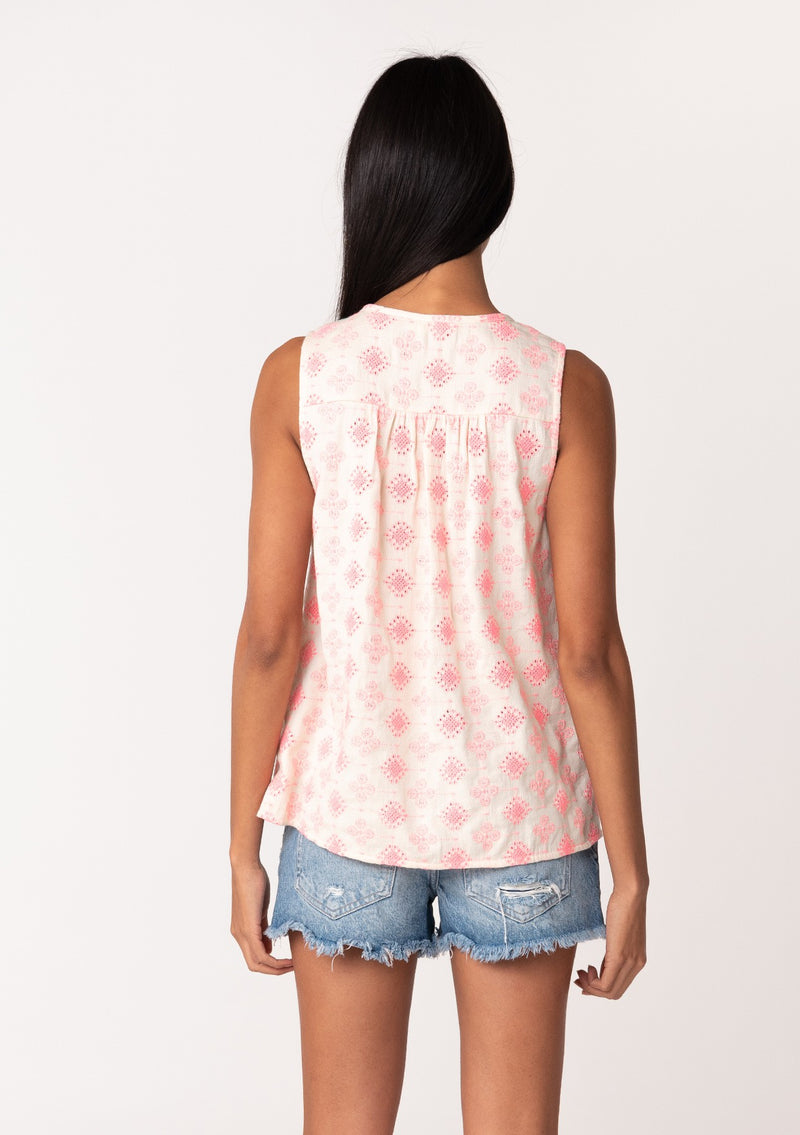 Embroidered Tie Neck Tank