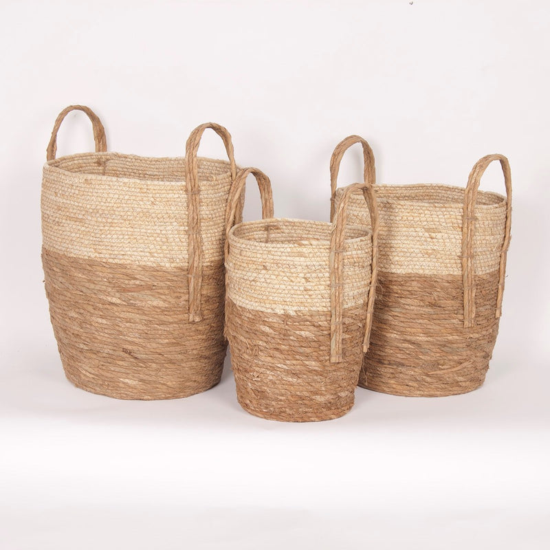 Natural Straw Basket W/Handle
